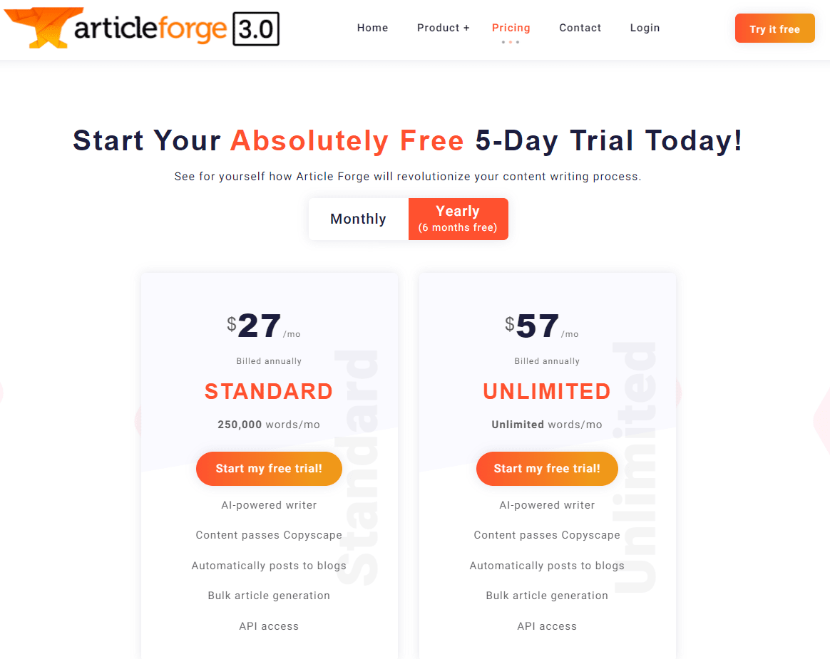 Article Forge Pricing