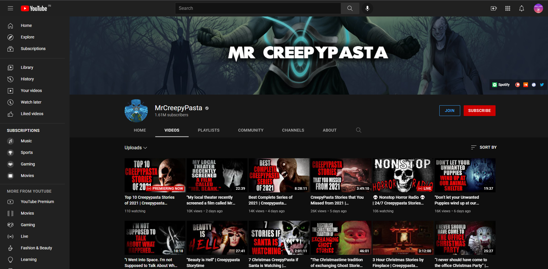 CreepyPasta - Scary YouTube Channels for Horror Fans