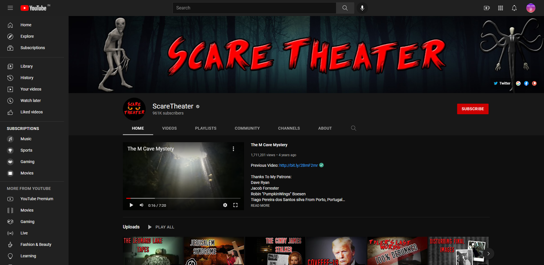 ScareTheater - Scary YouTube Channels for Horror Fans