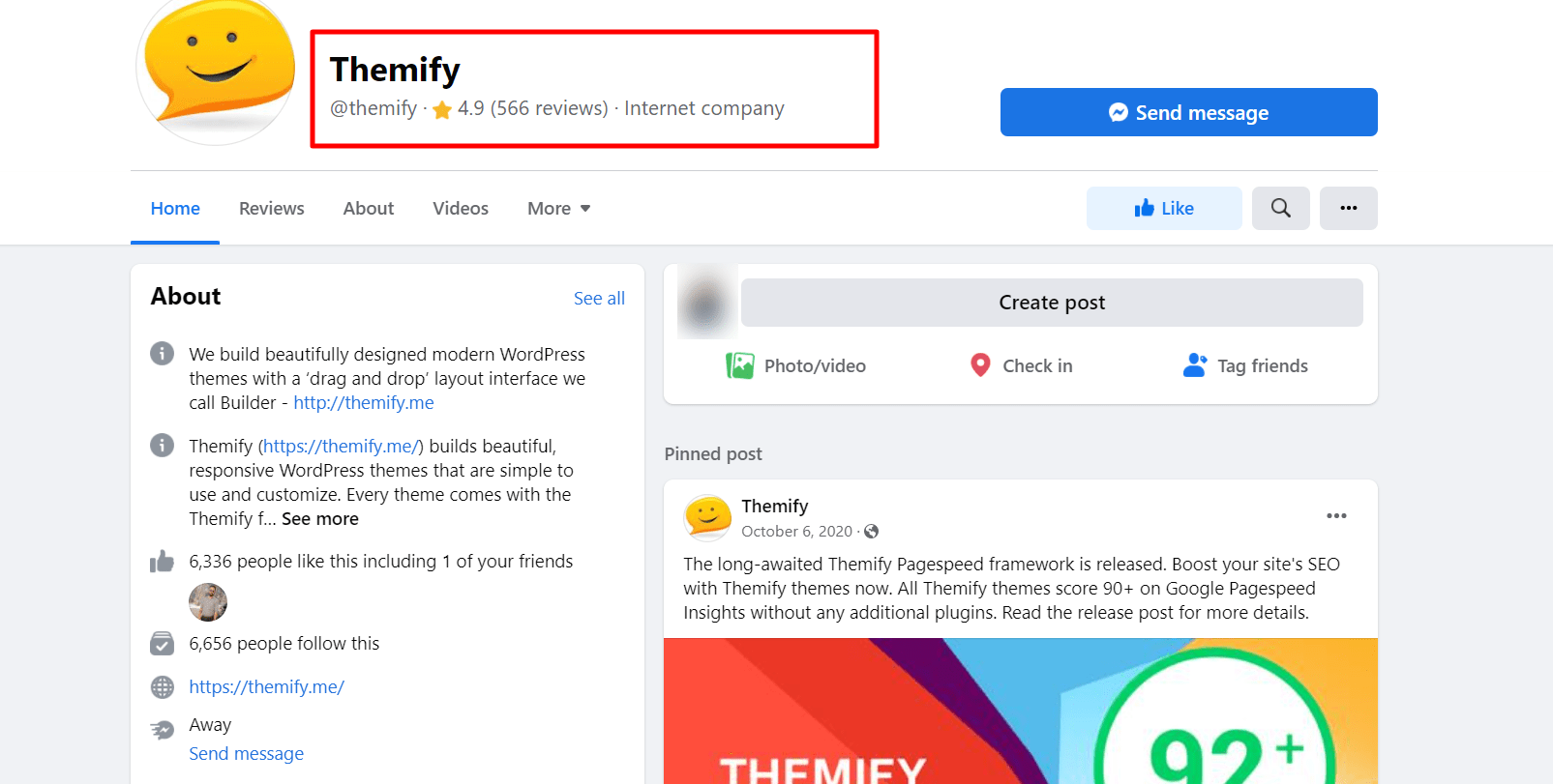 Themify facebook profile page