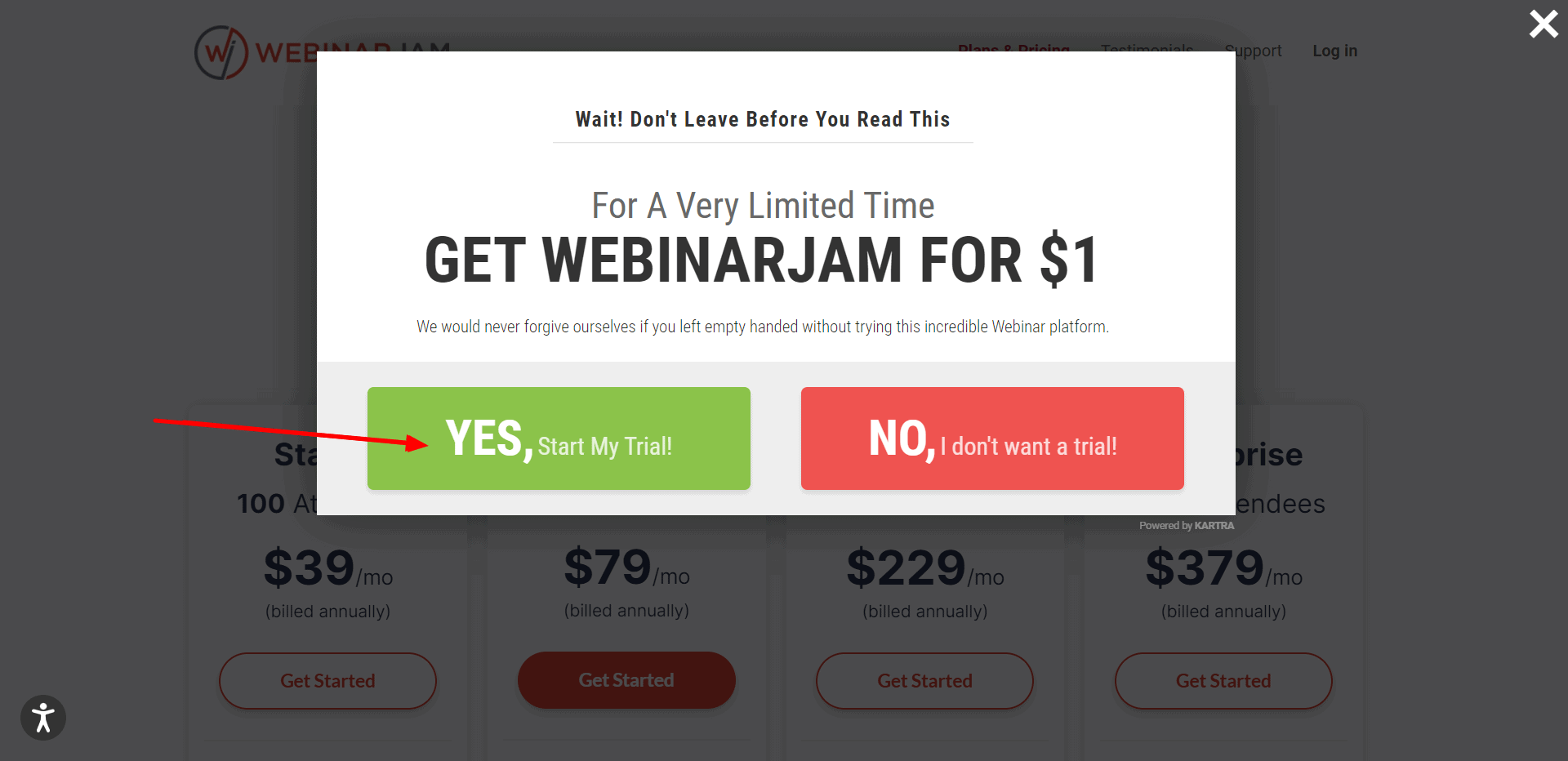 WebinarJam free trial
