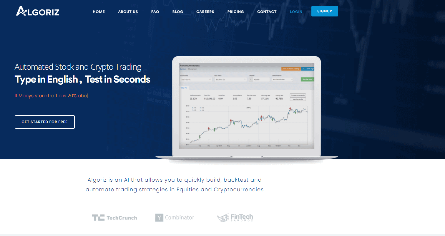 Algoriz Homepage - Best AI Stock Trading Software