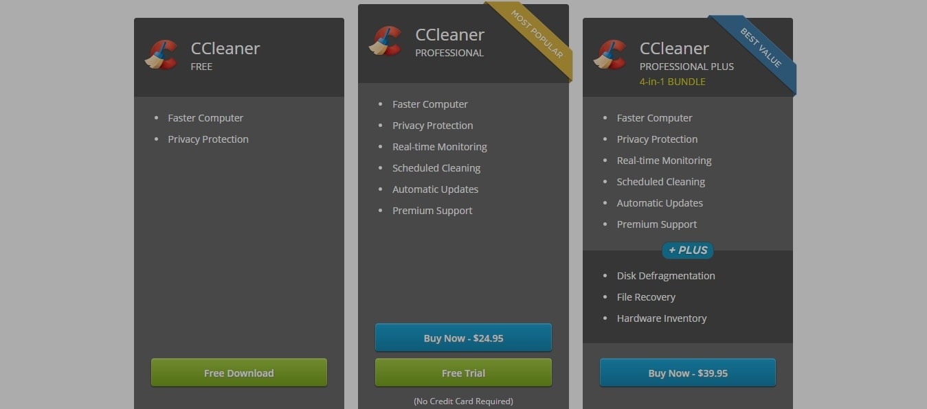 CCleaner Pricing Plans - BleachBit vs CCleaner