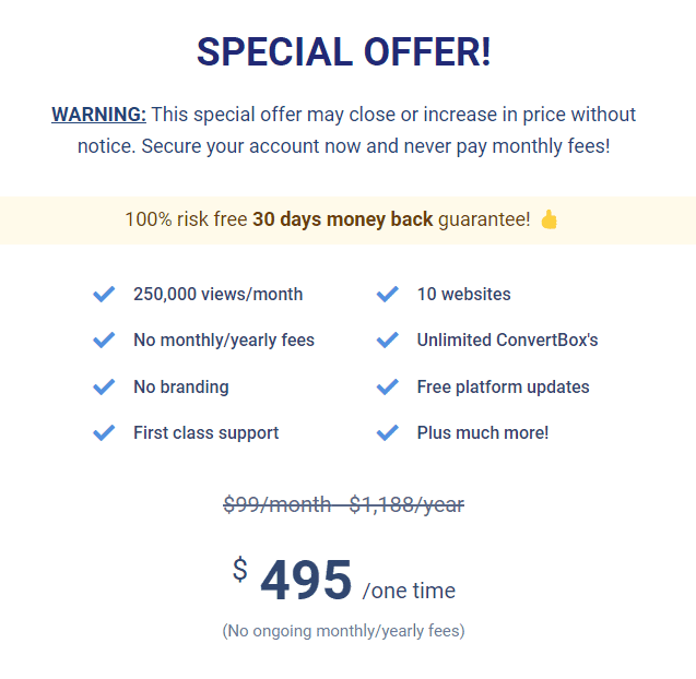 ConvertBox Pricing Plans