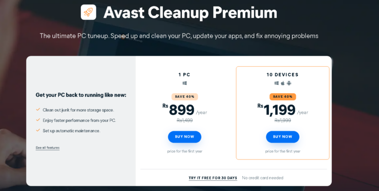 avast cleanup pricing