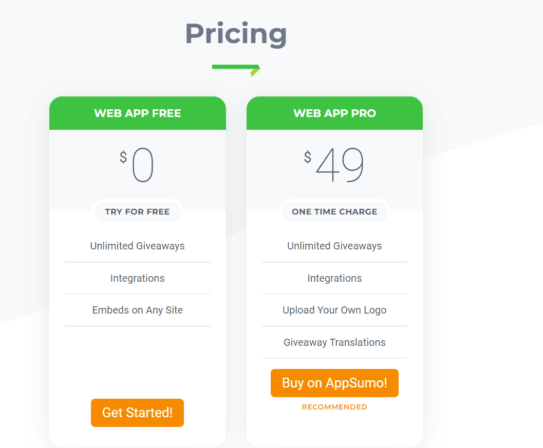 KingSumo web pro app pricing