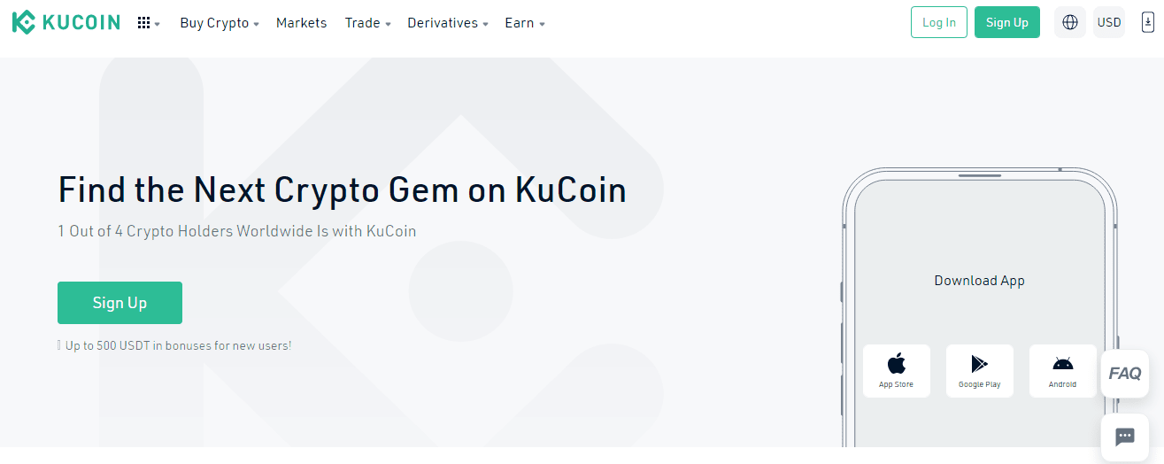 Where To Buy Ethernity NFT? Kucoin homepage