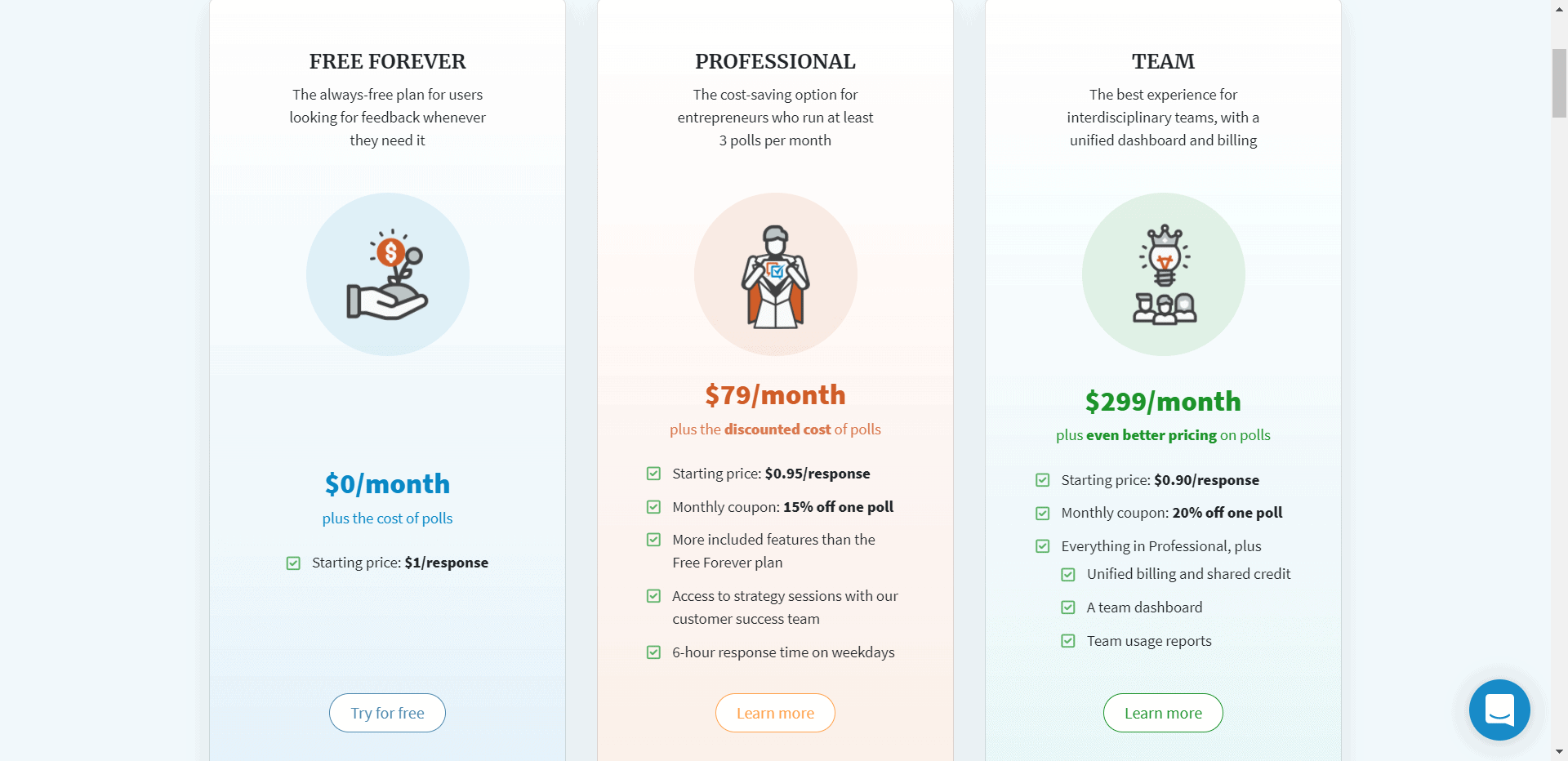 Pickfu pricing plans