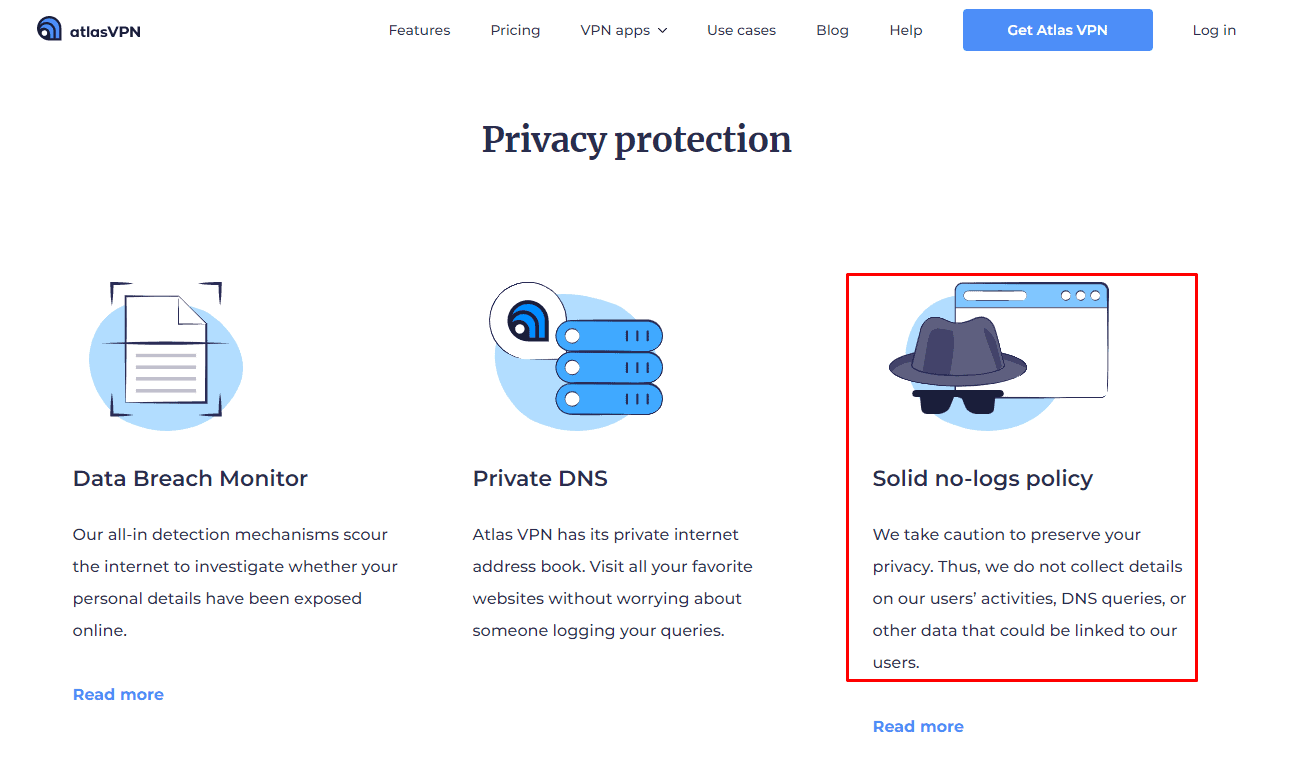 Atlas VPN No-Logging Policy Features