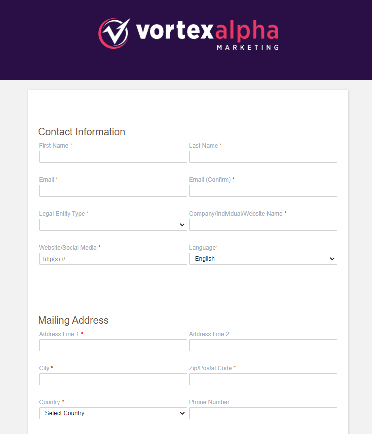 Como se tornar um afiliado com o Vortex Alpha