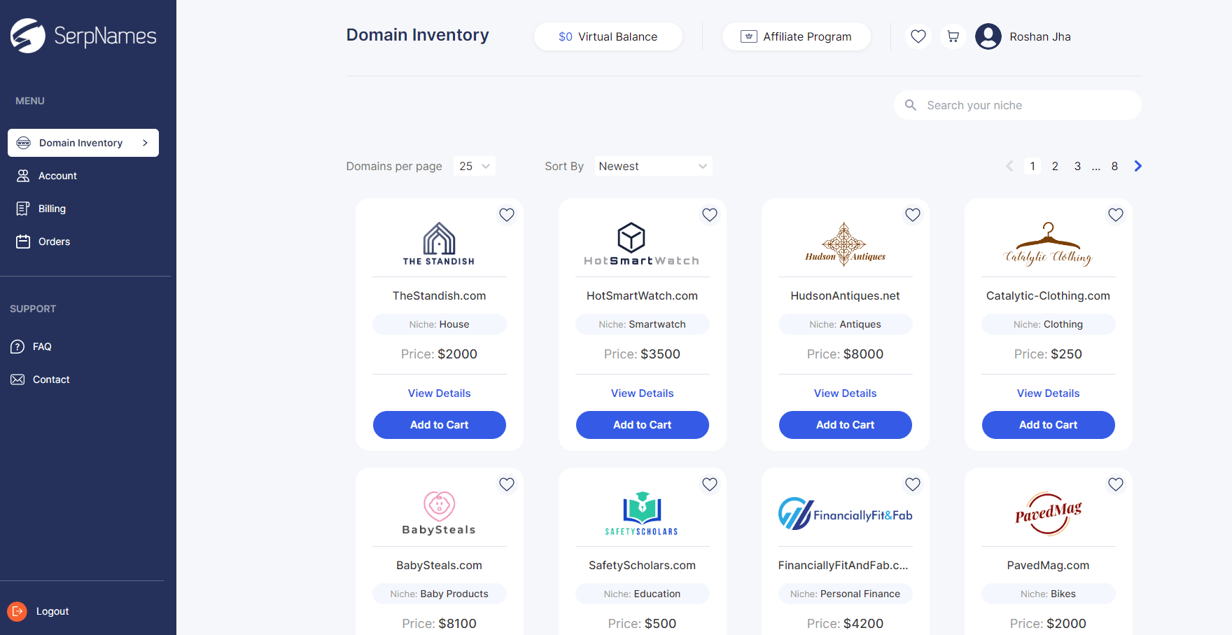 SerpNames Dashboard