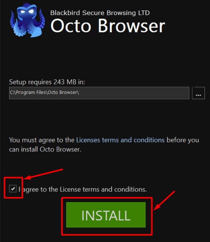 Check the little box and click on 'Install'