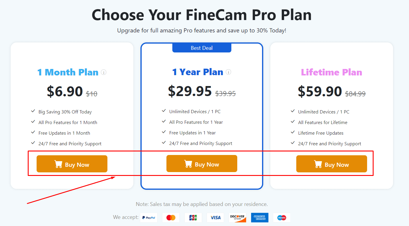 Choose FineCam Pricing Plan