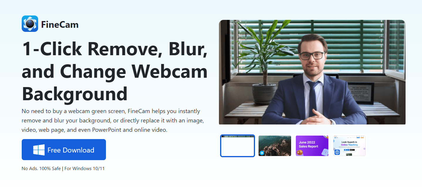 FineCam For Webcam Background Removal