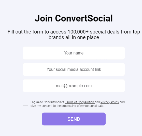 Inscreva-se no Convert Social