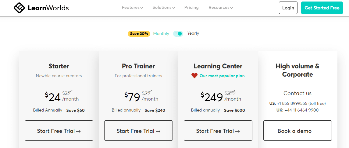 LearnWorlds Pricing