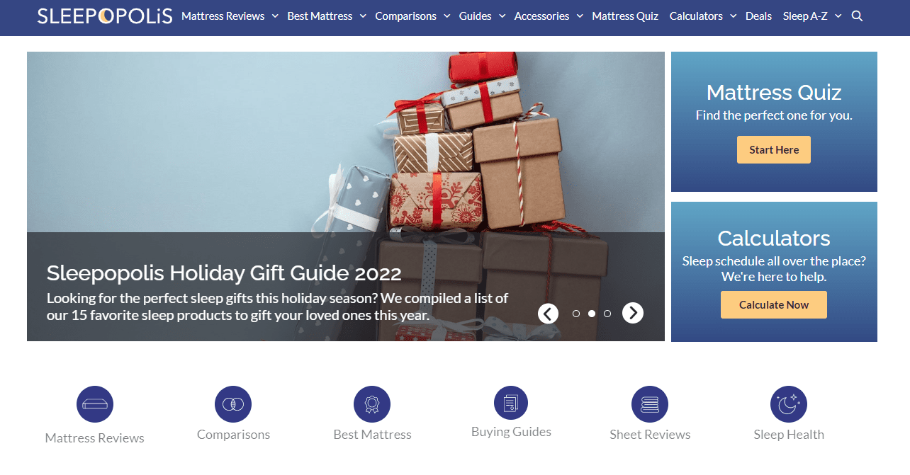 Sleepopolis- Affiliate Marketing Website Examples