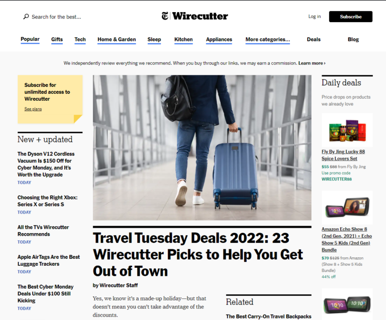 Wirecutter- Affiliate Marketing Website Examples