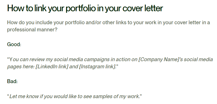 Add a link to your portfolio