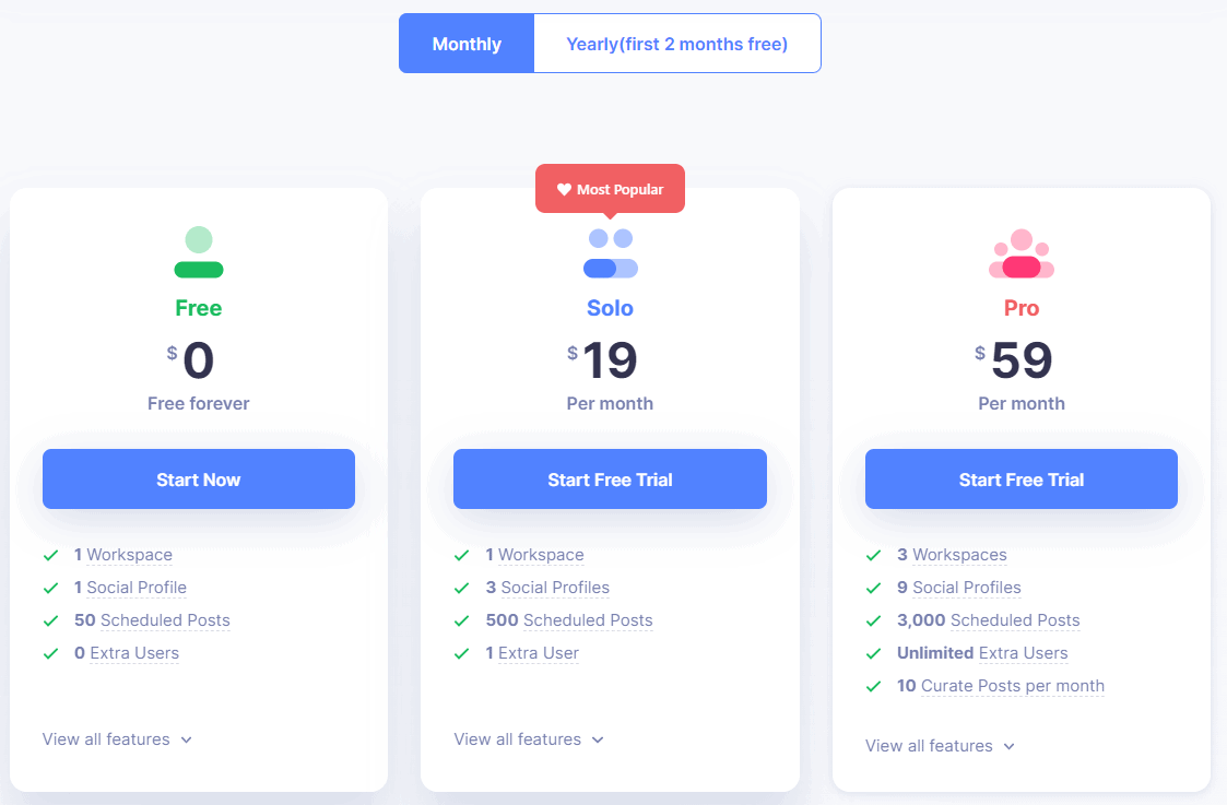 Щомісячна ціна Missinglettr