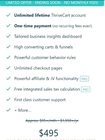 Thrivecart Plans Includes