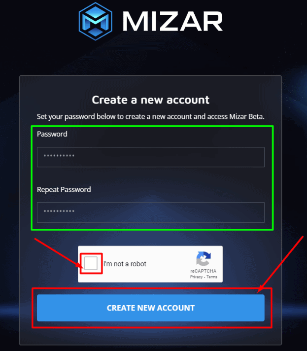 Fill up a strong password
