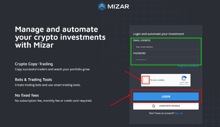 Fill up your login credentials