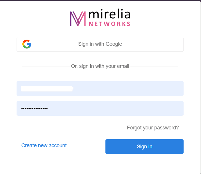 Mirelia Networks Sign In