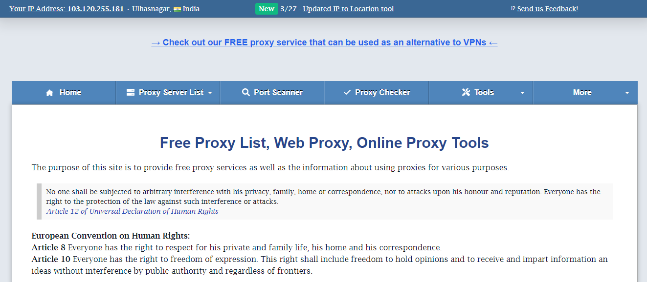 Proxy Nova Home page