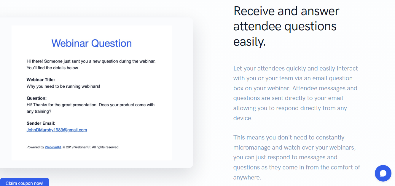 Receive and Answer Attendee Questions Easily- WebinarKit