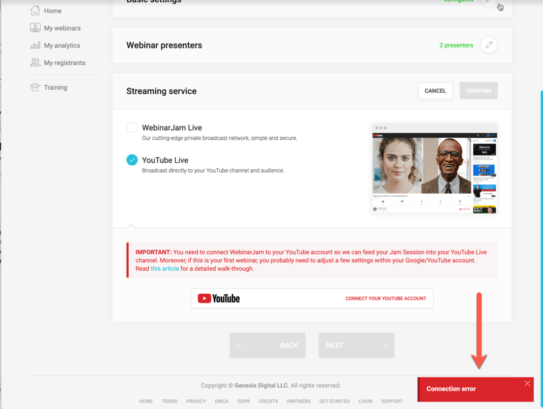 Webinarjam - diffusé sur Youtube