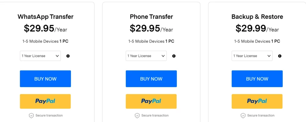 mobile trans pricing
