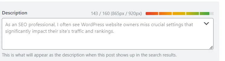 Meta descrizione WordPress